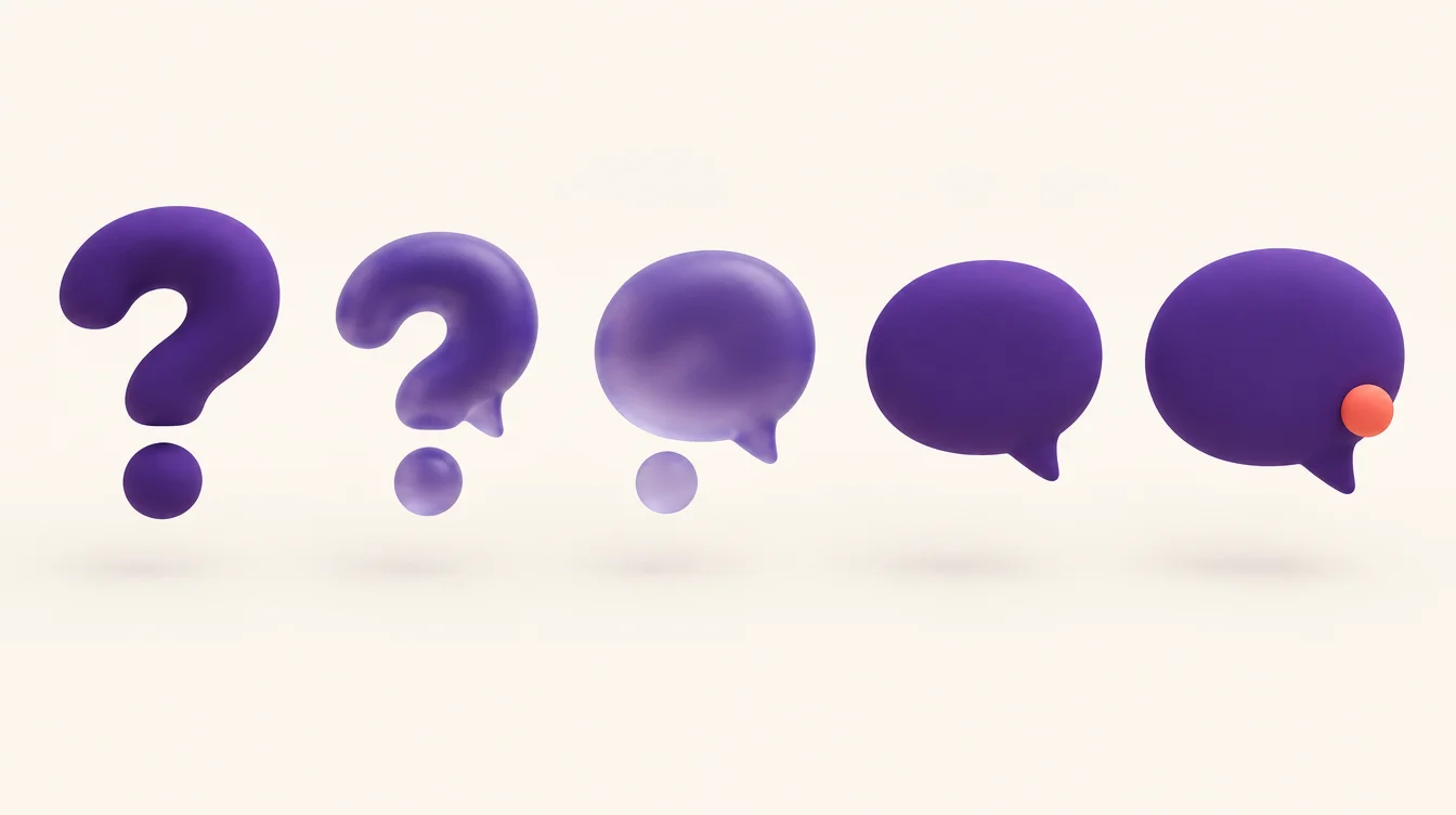 Signos de interrogación que se convierten en burbujas de conversación